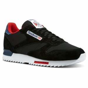 Adidasy Męskie Reebok CL LEATHER RIPPLE CLIP SU Czarne PL 54EHUND